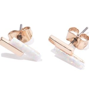 Elizabeth Stone mod bar earrings. New. OPAL & ROSE GOLD
